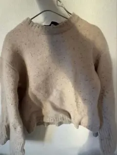 ZARA ベージュ リブ編みセーター Mサイズ