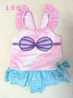 【１００】ディズニープリンセス　アリエル　女の子用水着　フリル付き