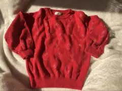 赤 チューリップ柄ニット セーター 長袖110㎝