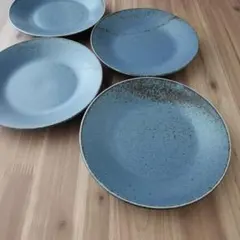 マットネイビー皿・４枚　美濃焼〈新品・未使用〉のサムネイル