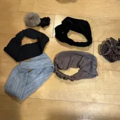 ヘアバンドセット ニット素材 シュシュファー付き