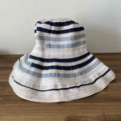 ストライプ バケットハット ネイビー・ライトブルー