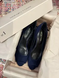 sergio rossi ネイビー オープントゥヒール 36