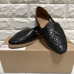 【新品未使用】WOVEN メッシュ スリッポン レザー　黒 メキシコ産 22cm