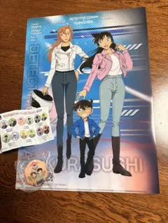 名探偵コナン ×くら寿司 コラボクリアファイル マグネット 灰原哀＆少年探偵団