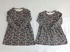 Tailor Vintage 花柄 長袖 ワンピース 7 8 130 姉妹 2着のサムネイル