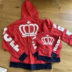 親子お揃いで♡BABY DOLL 赤 パーカー　L.90