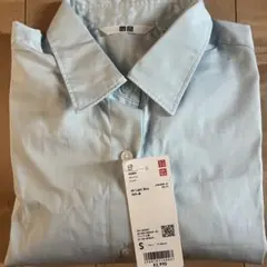 新品未使用UNIQLO コットンシャツ 長袖 ライトブルー S 469421のサムネイル