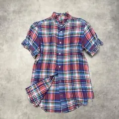 ポロラルフローレン リネンシャツ マドラスチェック フリル 半袖 レディース4