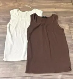 リブ編みタンクトップ Mサイズ 2色セット