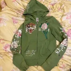 Ed Hardy ジップアップパーカー カーキ 緑 グリーン 長袖 黄緑のサムネイル