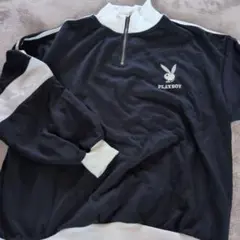 PLAYBOY ジップアップ トレーナー Ｌサイズ ネイビー/ホワイト