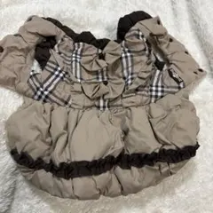 犬用コート チェック柄 フリル付き