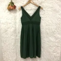 j*n様 ★ヴィンテージ★ ノースリーブフレアワンピース ミディ丈 モスグリーン