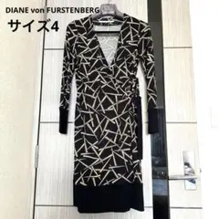 ダイアンフォンファステンバーグ ラップドレス 柄　シルク サイズ4 ワンピース