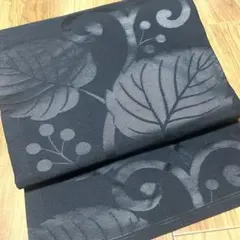 ⭐️ 黒地 蔦文様 単衣袷用　九寸名古屋帯⭐️喪用　黒共帯　リメイクなどにものサムネイル