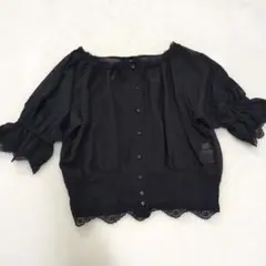 マジェスティックレゴン☆背中リボン シアーブラウス 半袖　ウエスト絞りデザインのサムネイル