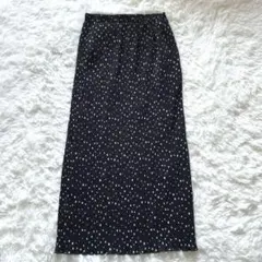新品タグ付き　水玉ロングフレアリブスカート 黒　大人カジュアル　夏　軽やか　F