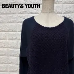 BEAUTY& YOUTH切替ニットワンピース ワッフル編み 秋冬 【1417】