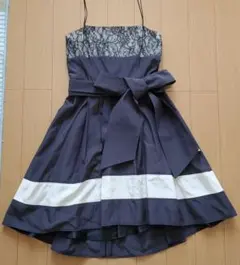 ワンピース ドレス 結婚式 二次会 グレー リボン パニエ クリーニング済