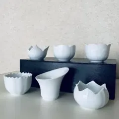 【未使用】白磁 小鉢 小付 6点セット 陶彩 和食器 小皿 変形鉢