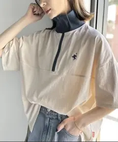 Java アイボリー ハーフジップTシャツL