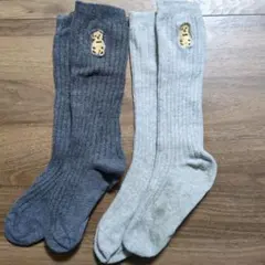 靴下　女の子　17-20cm　クマ　グレー　女の子　ひざ下丈