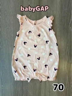babyGAP ミニー柄ロンパース 70 ピンク 水玉 フリル袖