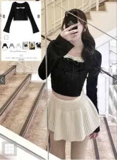 フリル付きボタンアップクロップド丈トップス GRL dk1370