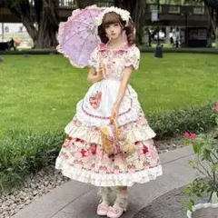 リズリサ 大人気ストロベリーティーパーティー チェリー柄 ワンピース