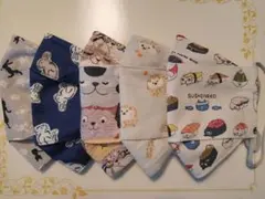 ランダム柄のハンドメイドマスク5枚セット②　大人用　更に値下げしました