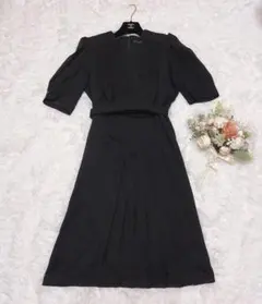 SOIR PERLE 黒 ブラック ワンピース 半袖 フォーマル 大きいサイズ