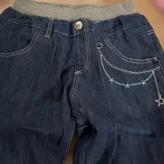 星の刺繍付きブルーロングパンツ150