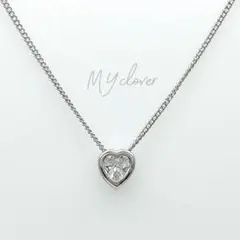 ジルコニア　ネックレス　／　ハート　極細チェーン　シンプル　シルバー　一粒