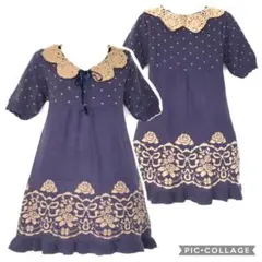 アクシーズファム　襟付き薔薇柄ニットチュニック