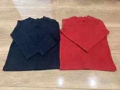 ユニクロ 80cm リブハイネック レッド ネイビー 2着セット