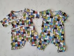 肌着　ロンパース　パズル柄2点セット