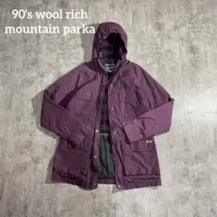 90's woolrichマウンテンパーカーSサイズ裏地チェックパープル紫