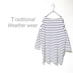 【トラディショナルウェザーウェア】長袖 チュニック丈 ボーダー柄 日本製 S