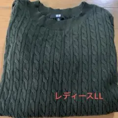 期間限定値引き!UNIQLO ケーブル編みニットセーター XL オリーブグリーン