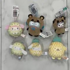 サンリオ フルーツ　どうぶつ　着ぐるみ　マスコット　キウイ　パイン　マイメロ