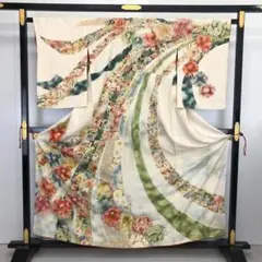 アンティーク 名古屋帯 絽 桔梗 水引 菊 萩 撫子 着物 012a d