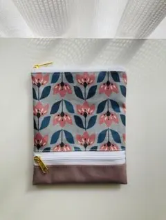 コインスルーポーチ、財布　北欧柄　ピンク