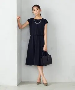 【美品】コムサイズム　ウォッシャブル　ポリエステルツイル　 ワンピース　9号