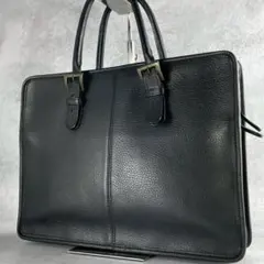 【美品✨】TRION ビジネスバッグ スクエア オールレザー シルバー金具 黒