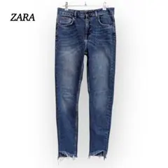 ZARA ザラ スキニー デニム【L】パンツ 裾フリンジ 人気 大人カジュアル