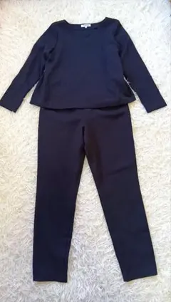 NATURALBEAUTYBASIC　ブラックパンツセットアップ　シアー素材