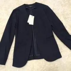 タグ付　セオリー　ノーカラージャケット　ネイビー　0