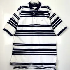 POLOgolfラルフローレン半袖ポロシャツゴルフウェアボーダーロゴ刺繍ホワイト