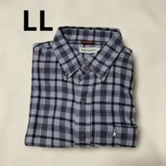 Hush Puppies グレー系チェックネルシャツ LL